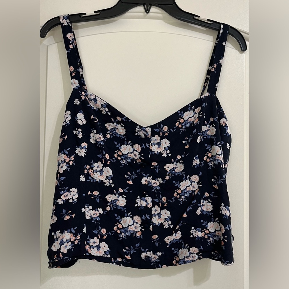 Abercrombie & Fitch Navy Floral Crop Top